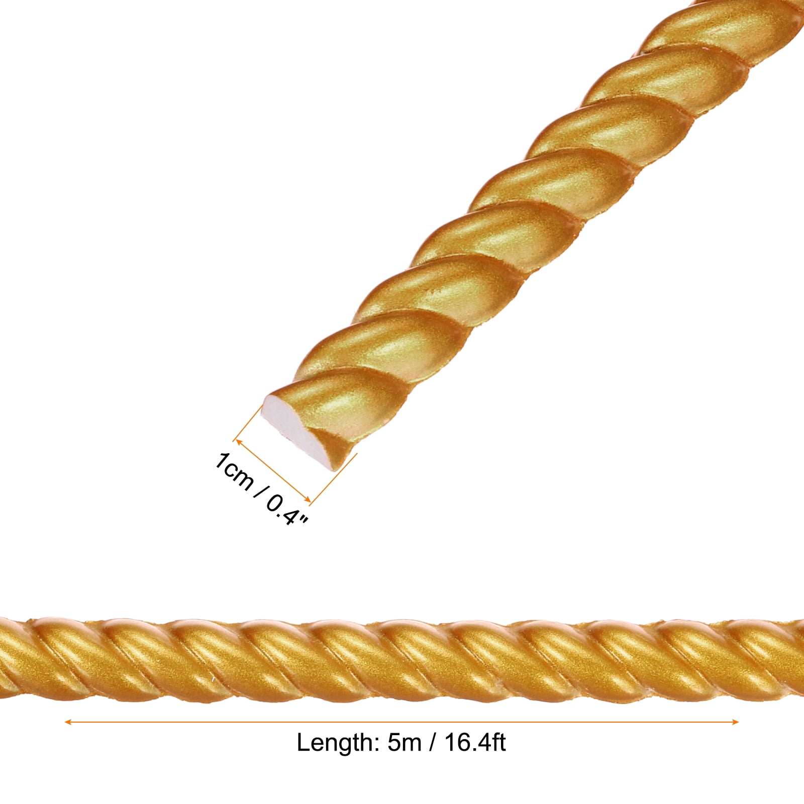 Unique Bargains Peel Stick Molding Trim Walls Adhesive Home Decor Gold 0.4" x 16 ft