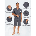thumbnail image 3 of ANLIQI Men's 100% Cotton Short Sleeve Pajama Sets Button Down Notched Collar Sleepwear Soft Lounge Pjs with Pockets (Deep Grey, L), 3 of 7