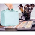 thumbnail image 2 of Travel makeup bag with brush holder, large cosmetic bag Travel Makeup Organizer, Portable Water-resistant Toiletry Bag with Handle for Girls Women Blue, 2 of 4
