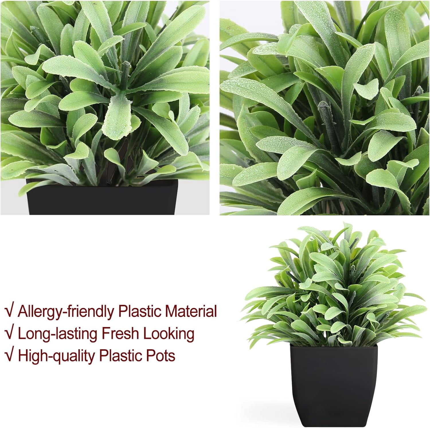 Artificial Plants Mini Fake Potted Plants, 8 pcs Small Eucalyptus Potted Faux Decorative Grass Plant with White Pot for Home Decor, Indoor, Office, Desk, Shelf, Table Decoration