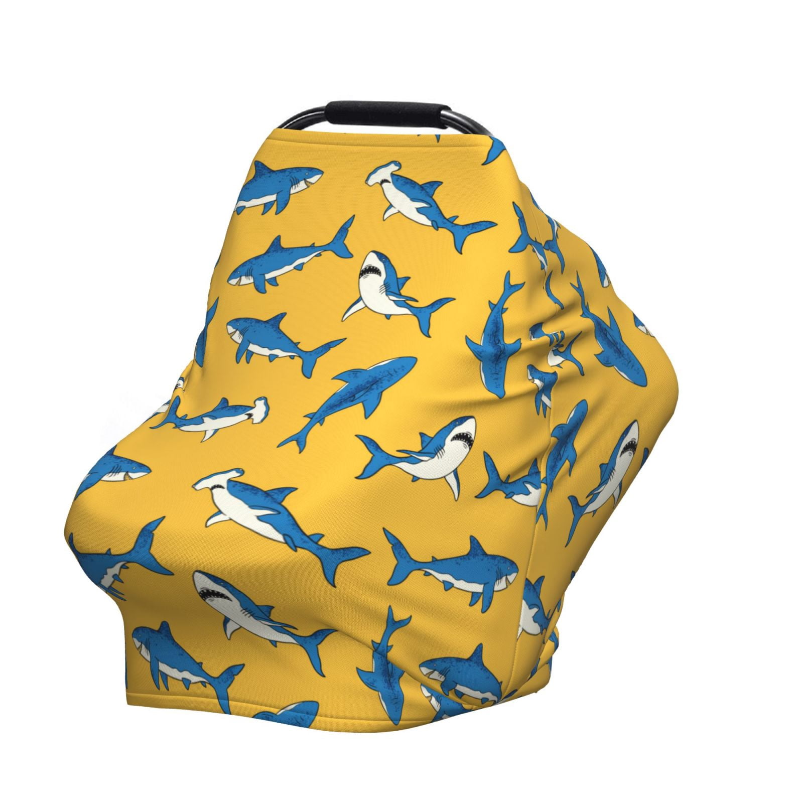 Fotbe Shark Print Pattern Car Seat Covers for Babies, Nursing Breastfeeding Cover Infant Carseat Canopy, Soft Stretchy Carrier Cover