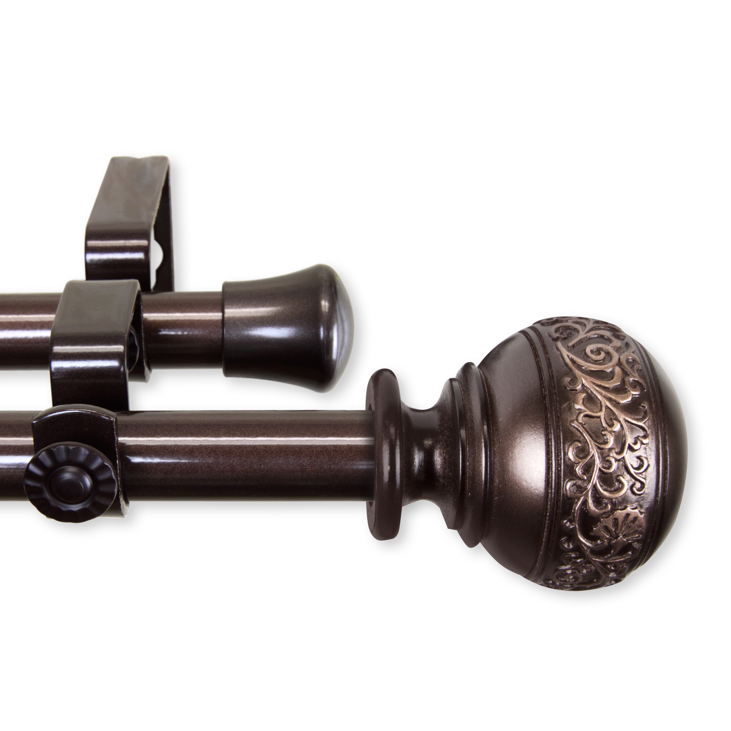 Central Design 4787-487 0.8125 in. Lucid Double Curtain Rod with 48 to 84 in. Extension, Cocoa