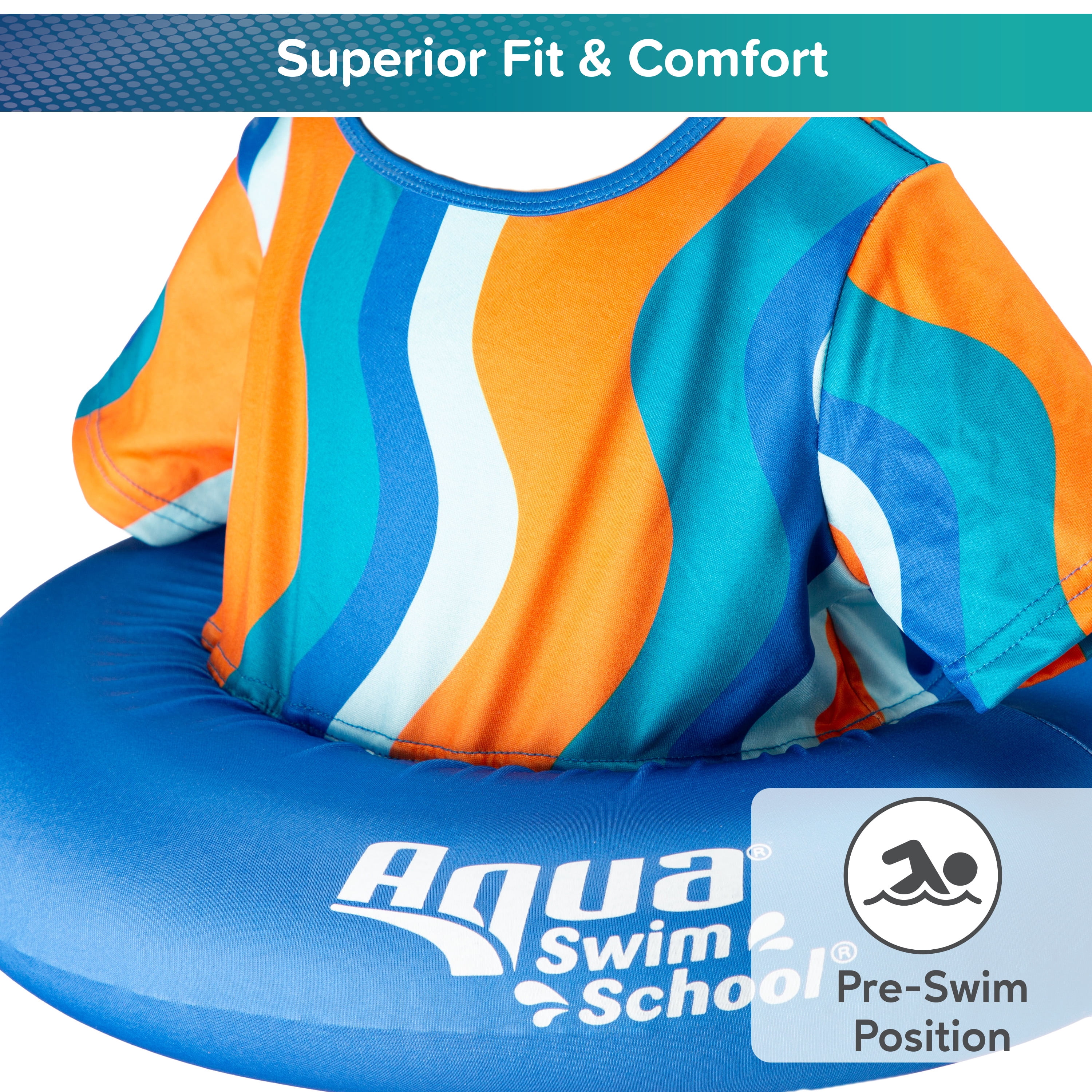 Aqua SwimSchool Inflatable Tot Trainer Pool Float with Adjustable Strap, Ages 2-4, 25-37 lbs, Blue