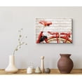 thumbnail image 3 of wall26 Canvas Print Wall Art Faded Red Bike on White Wood Panels Transportation Cityscape Mixed Media Modern Art Rustic Scenic Relax/Calm Ultra for Living Room, Bedroom, Office - 16"x24", 3 of 5