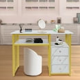 thumbnail image 3 of Nail Desk, Marbling Texture Manicure Desk with 3 Drawers 100*40*76cm Nail Salon, 3 of 10