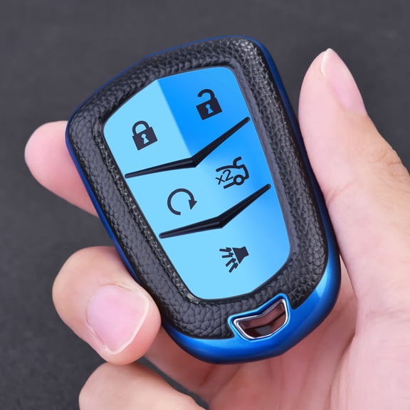 Durable 5-Button TPU Key Fob Protector with Full Wraparound Cover and Keychain for Cadillac ATS CTS SRX STS XT5 Escalade CT6 Remotes 2015 2016 2017 2018 2019 Models
