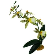 Komodo Silk Orchid Plant with Gravel Base, Aquarium Decor, 14 Inches Tall