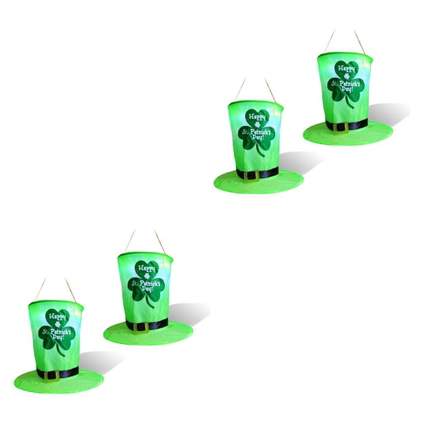 Matsuzay Guirnalda de luces verdes, sombrero de duende LED, decoraciones colgantes para el día de San Patricio, funciona con pilas con patrón de 2 piezas 2piezas Matsuzay CBP267809
