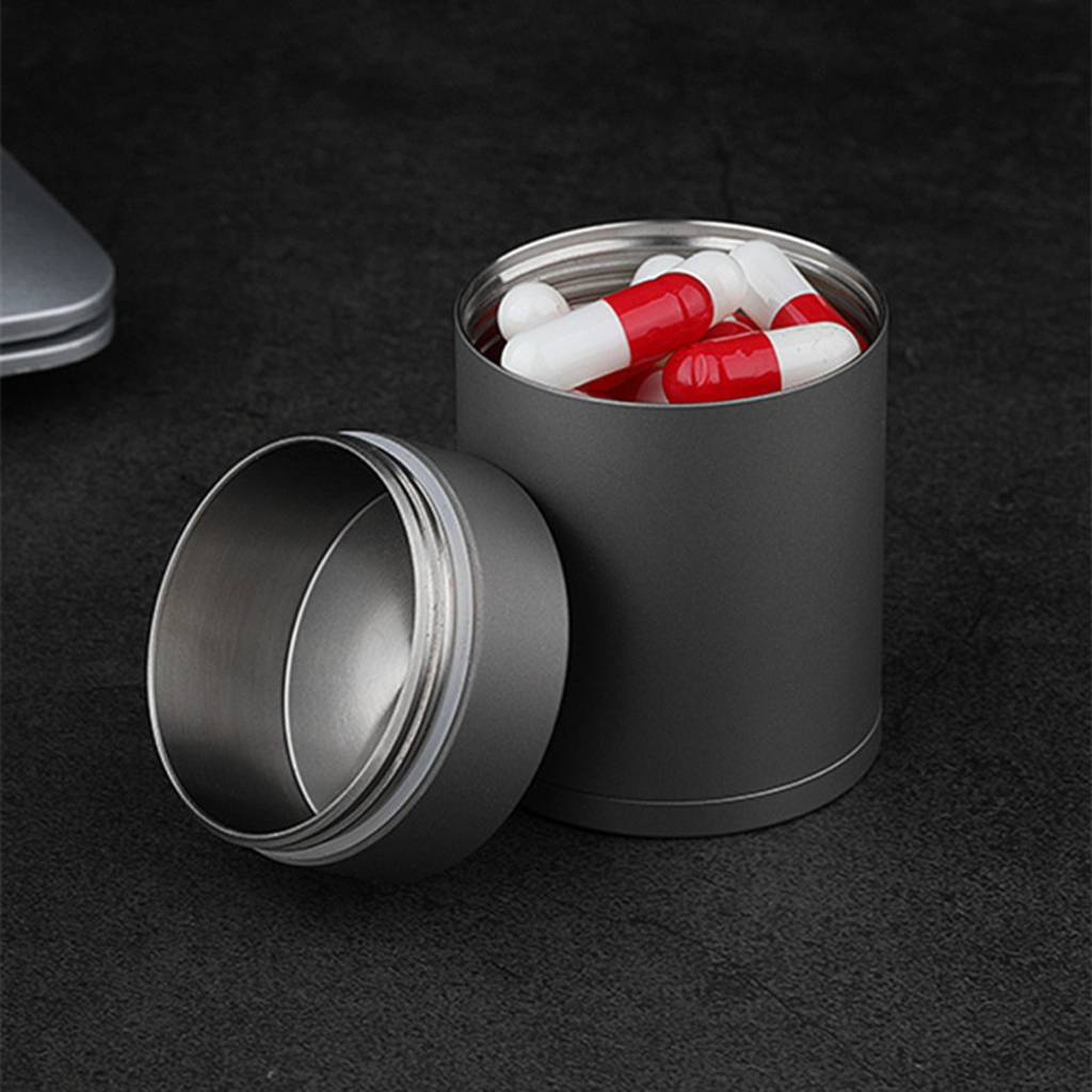 ZPAQI Large Capacity Pills Organizers Titanium Alloy Canister Outdoor Medicine Bottle
