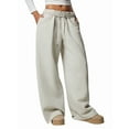 thumbnail image 2 of Pantalones Deportivos de Pierna para Mujer, Holgados, con Cordón, de Cintura Alta y Bolsillos Gris XS, 2 of 9