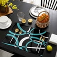 thumbnail image 3 of Turquoise Geometric Placemats Set of 8, Modern Abstract Aesthetic Striped Art Placemats for Dining Table, Place Mats for Kitchen Tabletop, Waterproof Wipeable Dining Table Mats Set, 3 of 9