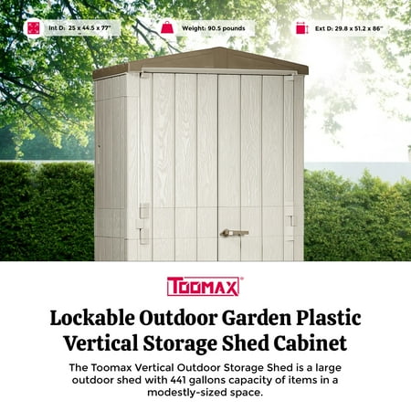 Toomax - Lockable Outdoor Garden Plastic Vertical Storage Shed Cabinet