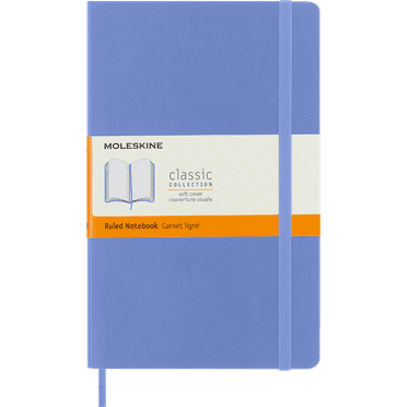 Moleskine Classic  Notebook, Soft Cover, Large (5" x 8.25"), Ruled, Hydrangea Blue