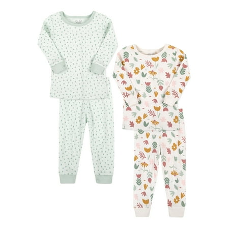 

Little Star Organic Baby & Toddler Girl 4 Pc Long Sleeve & Long Pant Pajamas Size 9 Months - 5T