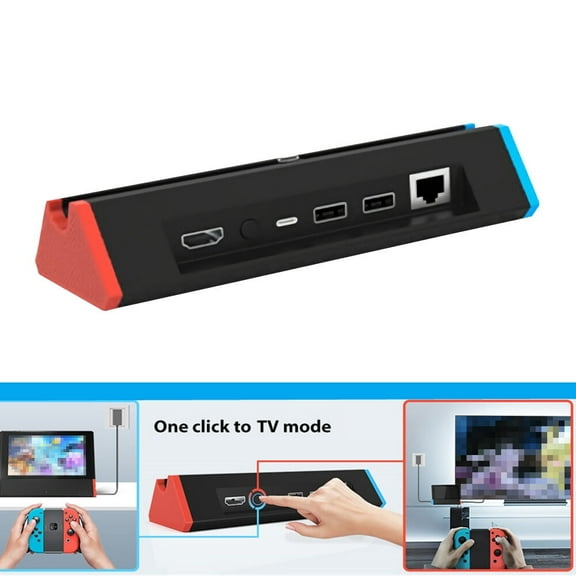 TV Dock for Nintendo Switch / Switch OLED, Portable TV Dock with 1000Mbs LAN Port/4K HD Adapter/Type C Port/USB Port Replacement for Official Nintendo Switch LAN Model