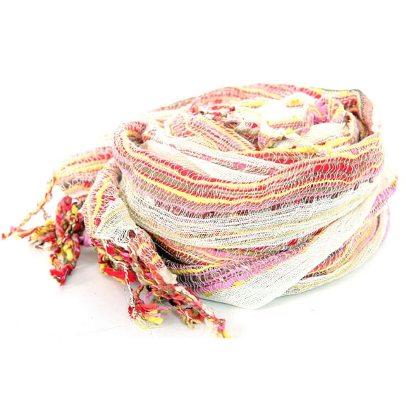 Women's Layered Knit Open Weave Scarf with Fringes Red Scarf Wrap 20 x 72 inches