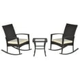 thumbnail image 1 of Outsunny 3 Pieces Patio Wicker Rocking Chair Set,  Outdoor PE Rattan Bistro Set Conversation Rocker Set with 2 Chairs 1 Coffee Table for Backyard, Deck, Poolside, Dark Grey, 1 of 10