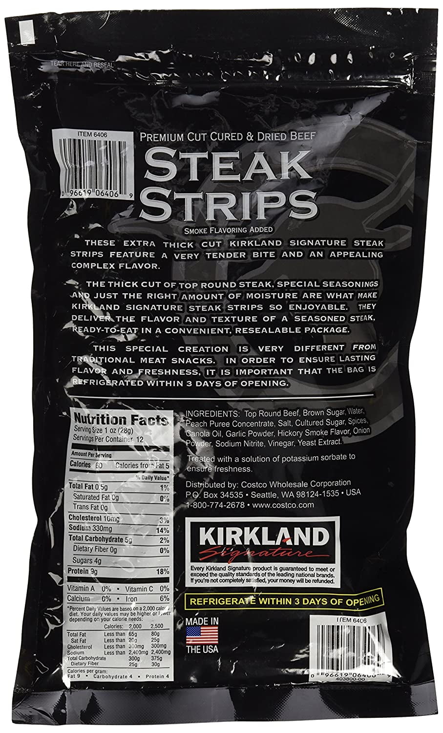 Premium Beef Steak Strips Jerky 12 Oz 2 Pack