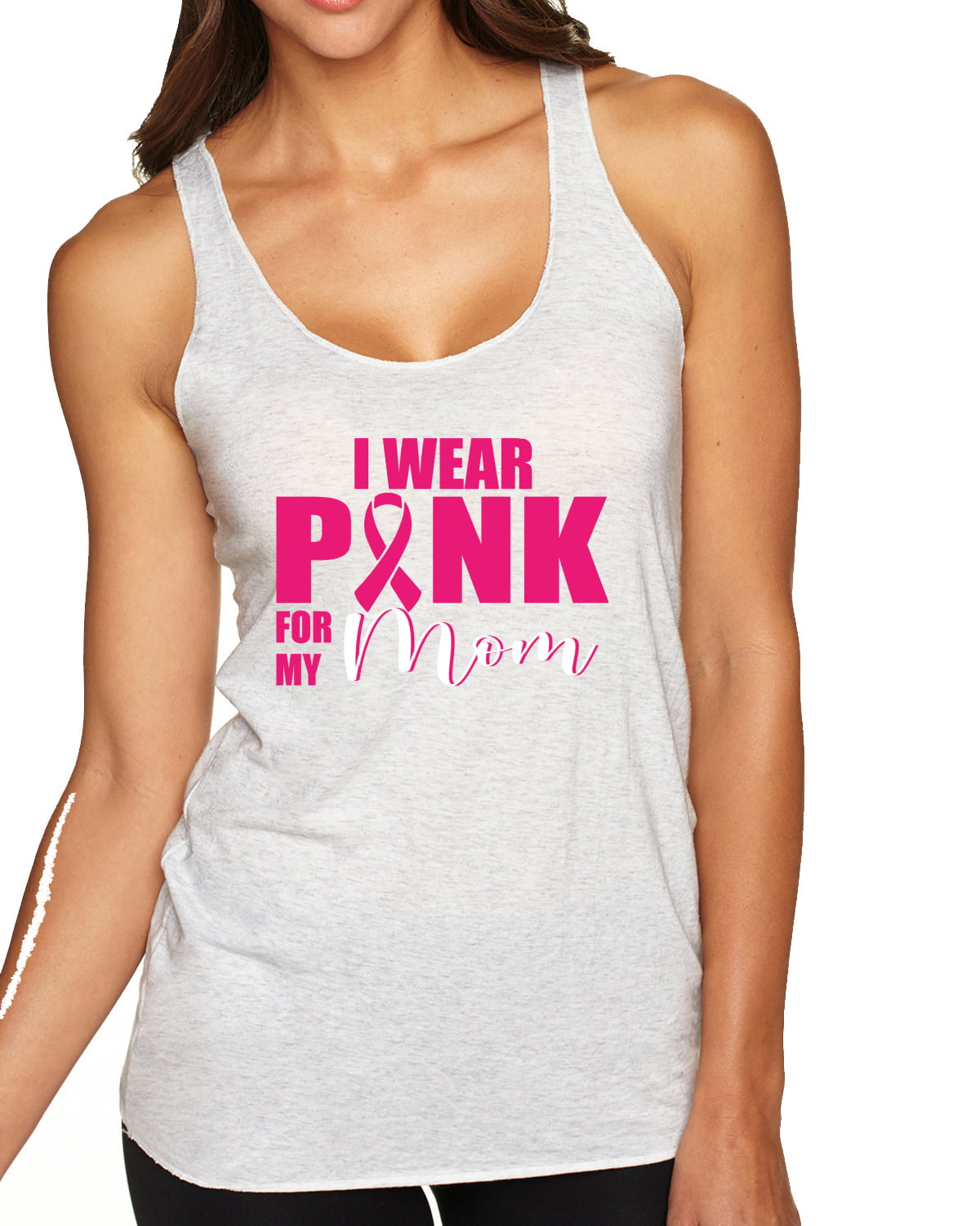 I Wear Pink for My Mom Survivor Breast Cancer Awareness Tri-Blend Racerback Tank Top