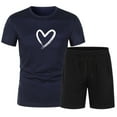 thumbnail image 1 of Penkiiy Two Piece Set 2024 Summer Lounge Tracksuit Outfits Shorts And Short Sleeve Tops Matching Leisure Set With Pockets L Navy, 1 of 4