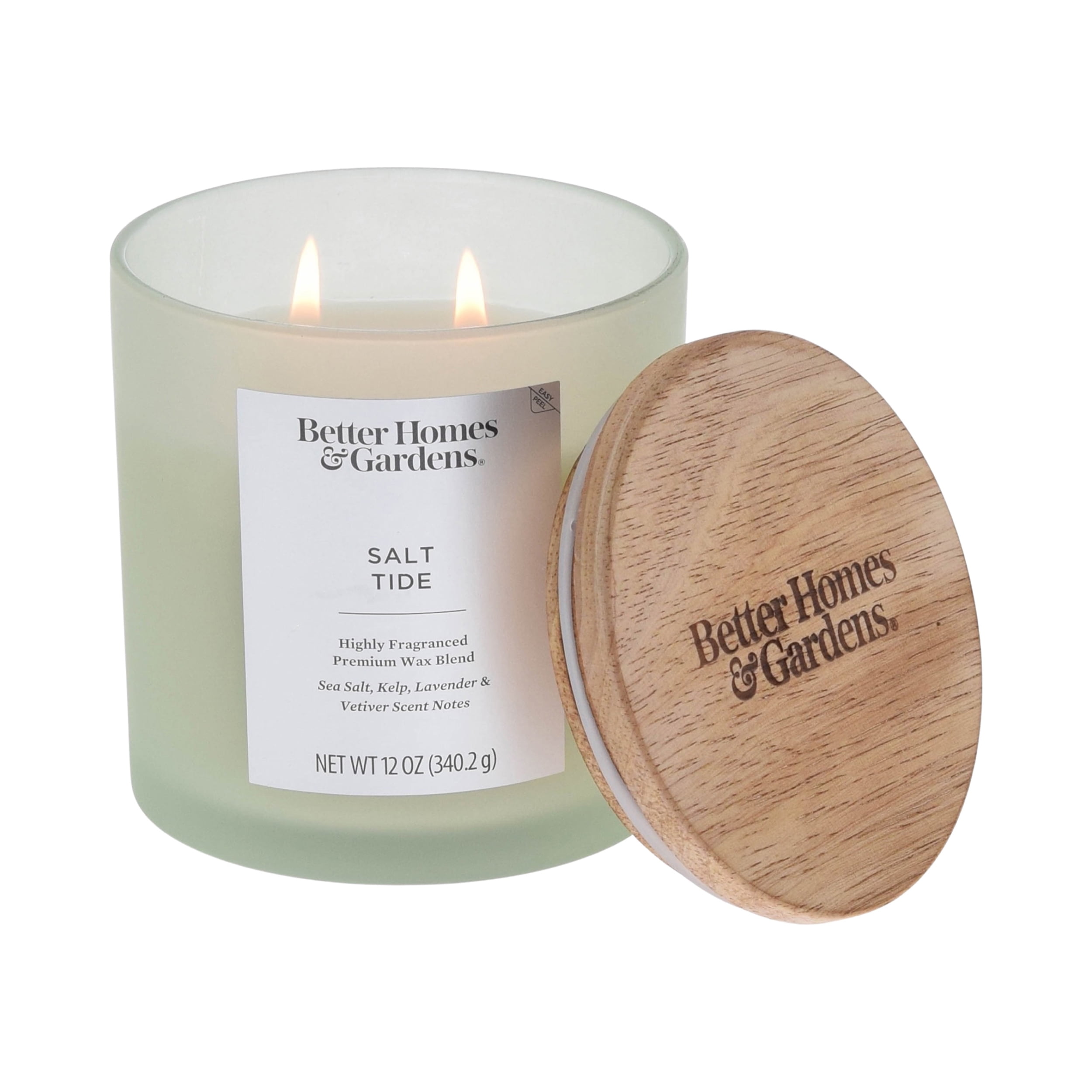 (2 pack) Better Homes & Gardens Salt Tide Scented Frosted 2-Wick Candle, 12 oz