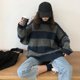 thumbnail image 5 of Abrigo pesado de manga larga Damas Casual Fashion Lazy Sweater Color Strudy Loose Round Neck Long Manga Sudor (Azul, One Size), 5 of 5