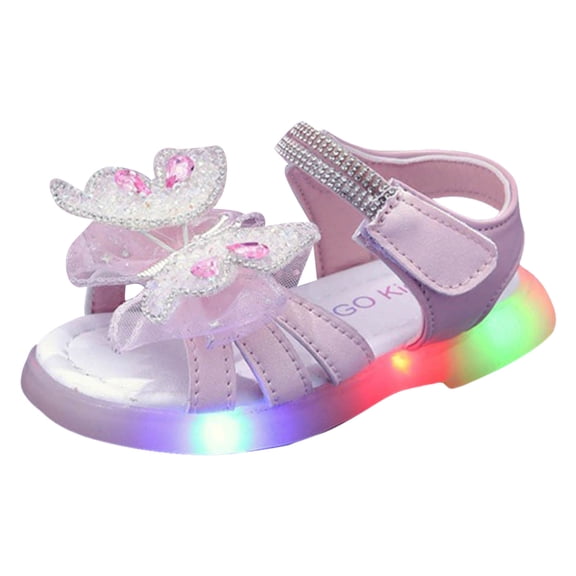 Nwiuh Toddler Sandals Girls Boys Light up Double Buckle Sandals Children's Adjustable Back Strap Water Sandal Kids Beach Shoes(Pink, 6.5)