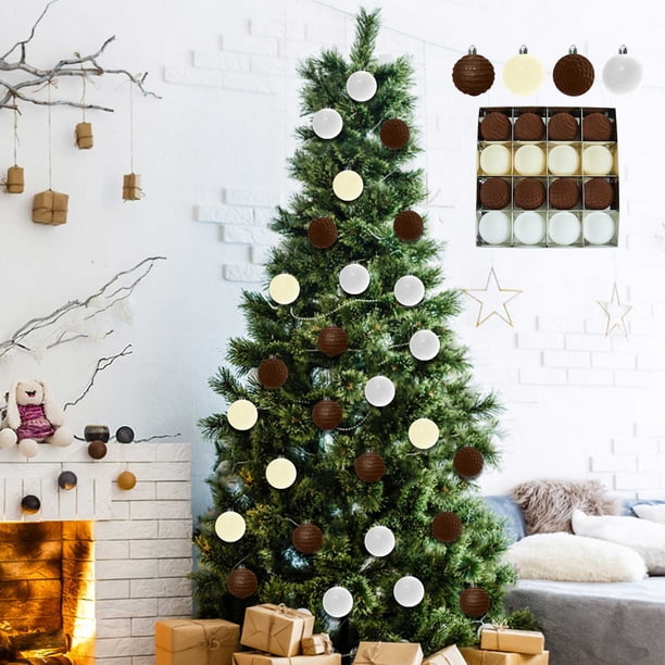 Bolas decorativas navideñas, 16 bolas navideñas de terciopelo, bolas flocadas para árbol de Navidad, bolas de plástico, adornos colgantes decorativos de Navidad, decoración para árbol de Navidad de 2,