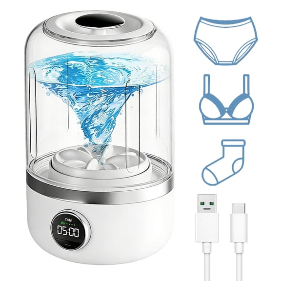 Portable Mini Washing Machine, 1.2L, White, Energy Efficient, Compact Design for Underwear, Socks & Delicates