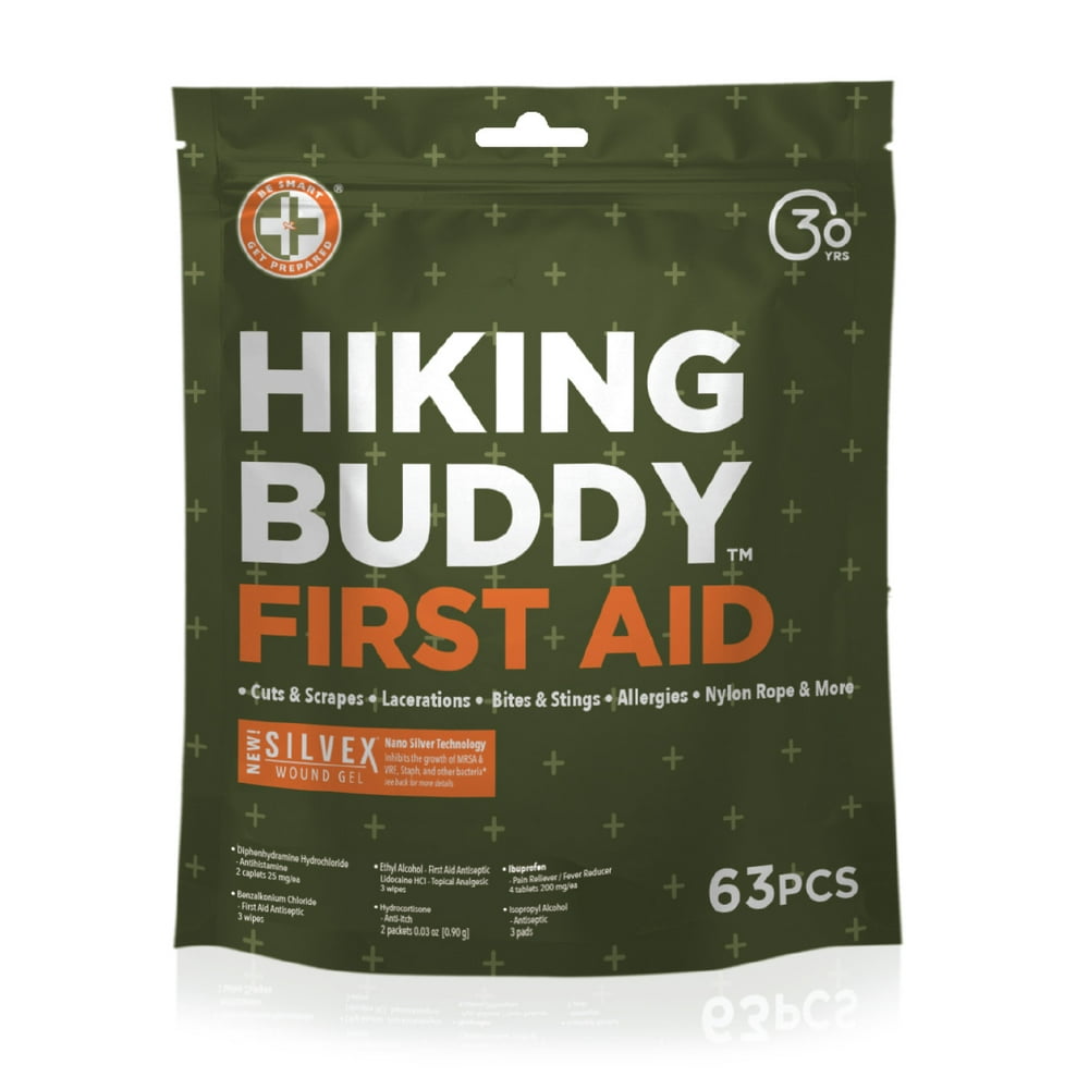 Hiking Buddy Outdoor First Aid Kit by Be Smart Get Prepared, 63 Pieces
