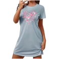 thumbnail image 3 of Sakmal Plus Size Moo Moos for Women Nightgowns Short Sleeve Love Valentines Nightwear Heart Print Short Nightgowns for Women M, 3 of 4