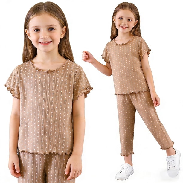 Conjuntos de blusas y camisas de cuello redondo y manga corta. Conjunto de camisas de manga larga y pantalones largos para niños. Conjunto de ropa interior para el hogar. Conjunto de poliéster para ni
