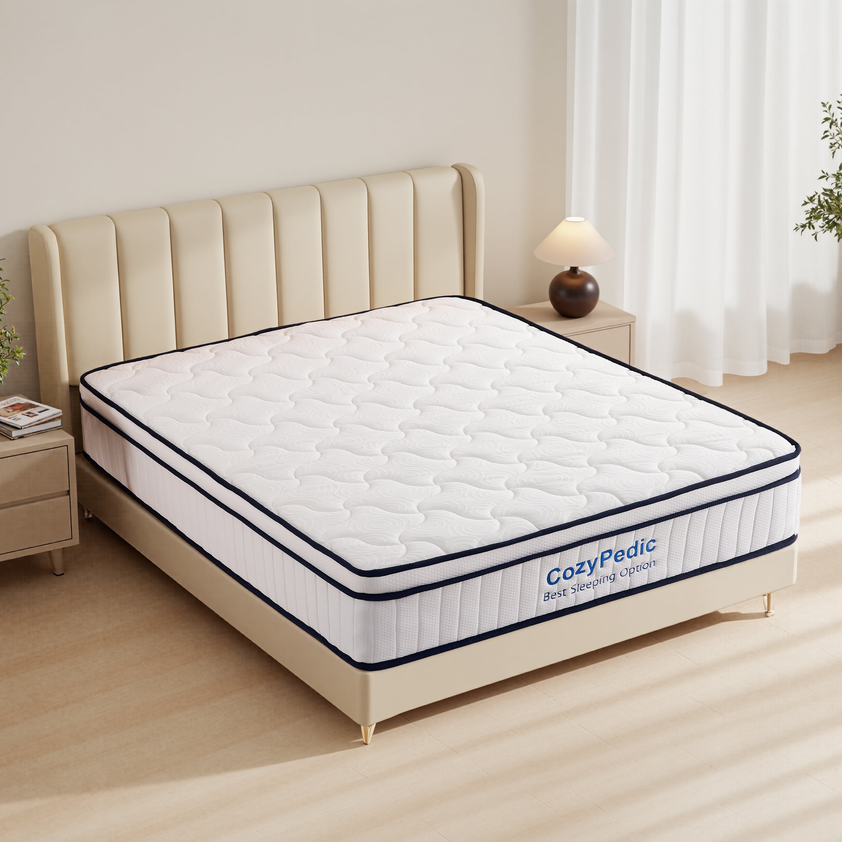 King Size Mattress,10 Inch Medium Firm Memory Foam, Pocket Springs for Back Pain Relief & Pressure Relief, Cooling Antibacterial Cover, CertiPUR-US Certified, White