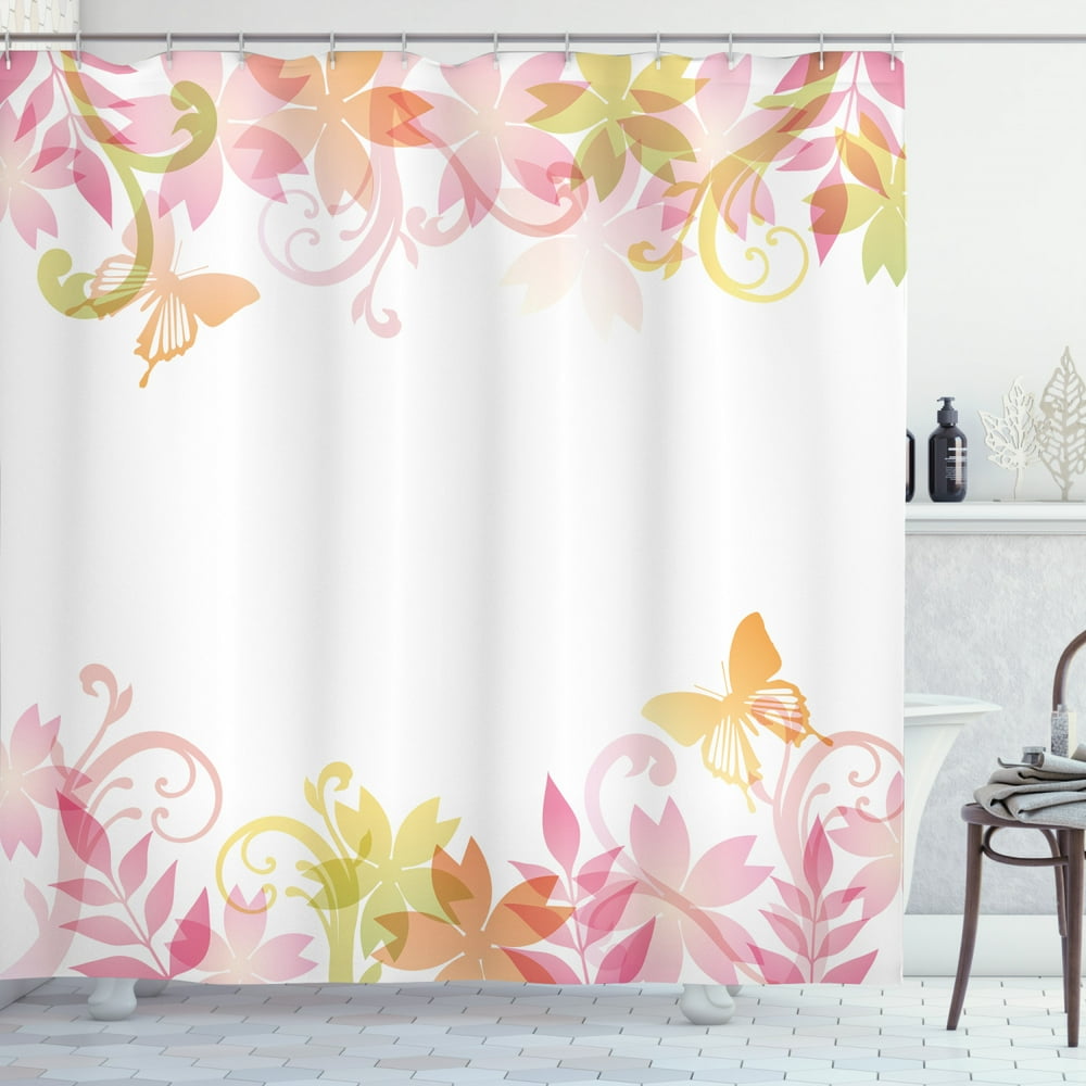 Pastel Shower Curtain, Floral Spring Wreath Soft Toned Flower