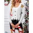 thumbnail image 1 of Cárdigan de punto navideño para mujer, bonito suéter con cuello en V y botones de manga larga con reno y muñeco de nieve en 3D, prendas de punto holgadas para otoño 2025, 1 of 5