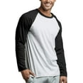 thumbnail image 4 of SLM Men's Long Sleeve Cotton Baseball Raglan Tee Shirt Jersey -White/Black-Large, 4 of 5