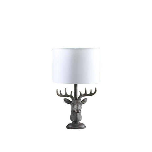 ORE International 18" In Stag Elk Deer Bust Rustic Gray Polyresin Table Lamp