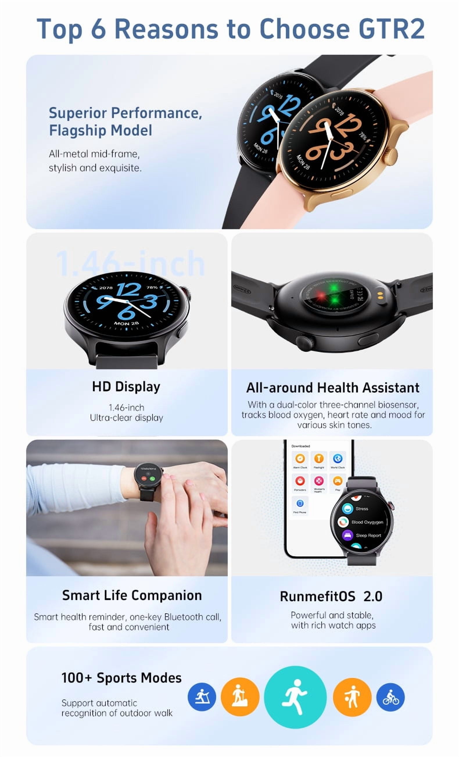 Laatikui GTR2 smart watch fitness heart rate monitor sport watch