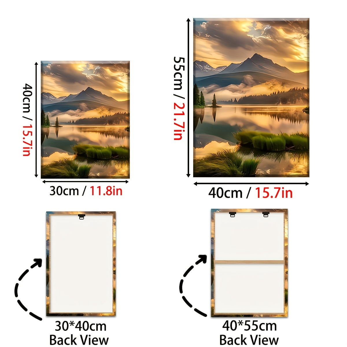 [Holiday Gift] 2D Flat, [2D/Flat Print] Framed Canvas Painting And Poster, Ready to Hanging, Natural Sunrise, Forest, Trees, Lakes, Modern Artistic Landscapes, Home Decor, Wall Art, Room Decoration,