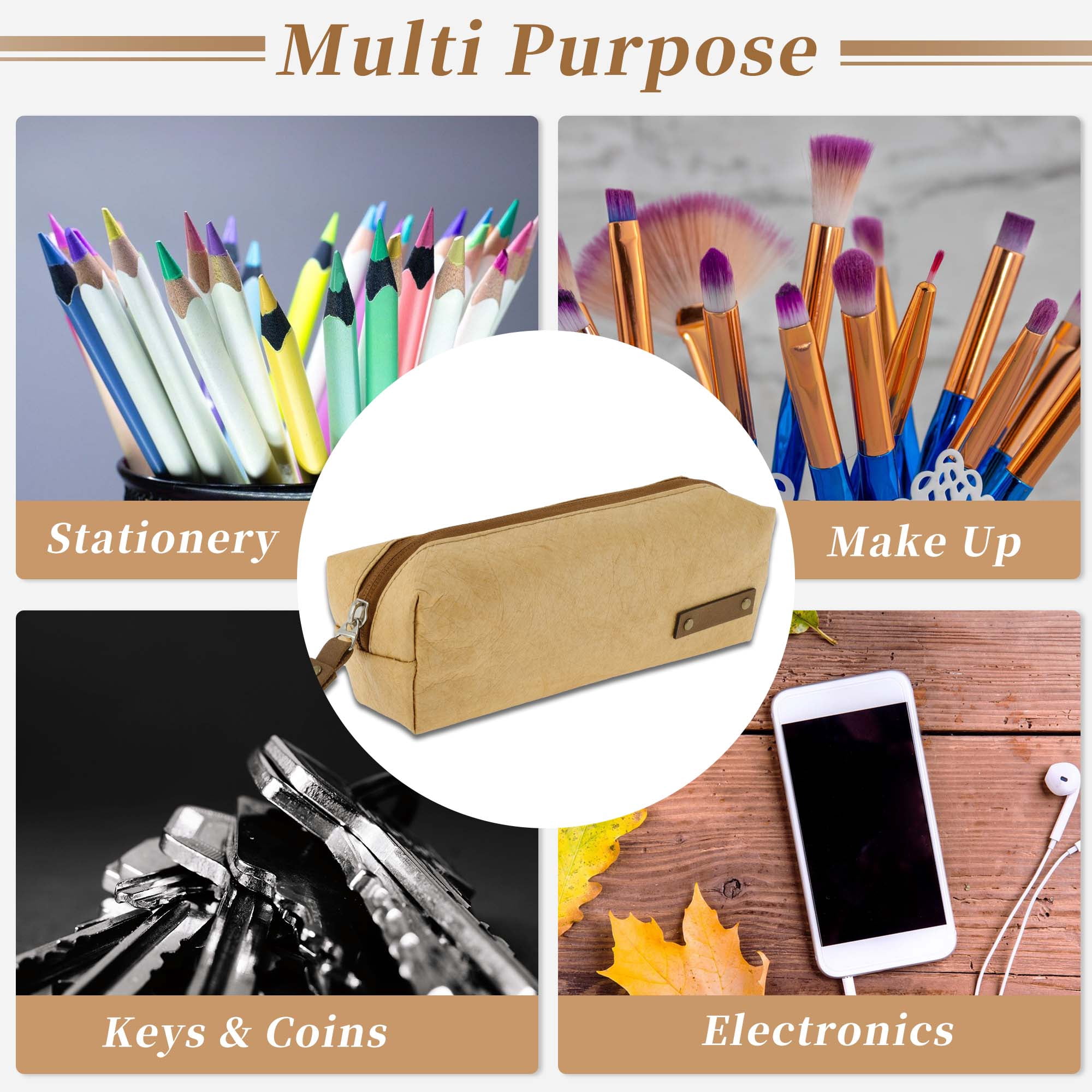 Unique Bargains s Paper Style Aesthetic Pen Bag Organizer Brown