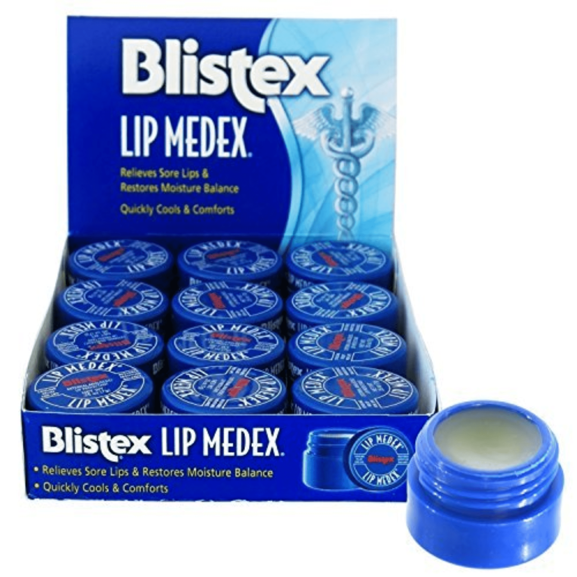 Blistex Lip Medex Cooling Relief for Sore Lips & Moisture 0.25 oz Each (24 SEALED JARS) 2 BOXES