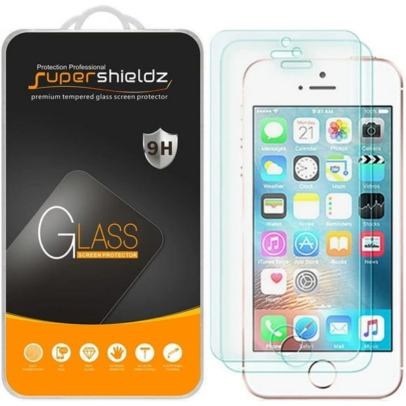 [2-Pack] Supershieldz for Apple iPhone SE (1st Gen, 2016 Edition)/ iPhone 5S / iPhone 5C / iPhone 5 Tempered Glass Screen Protector, Anti-Scratch, Anti-Fingerprint, Bubble Free