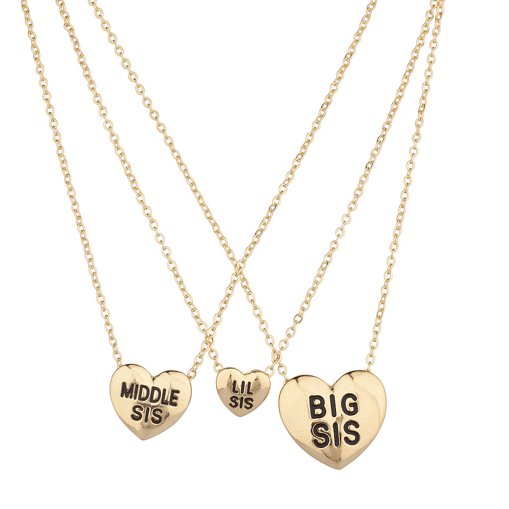2pc Lux Accessories Sisters Forever Broken Heart Big Sis Lil Sis BFF Best Friends Necklace Set
