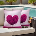 thumbnail image 5 of Valentine's Day Pillow Covers 2 Pack Romantic Spring Pink Maple Leaf Love Heart Tree Pink Pillowcase Waterproof Outdoor Throw Pillow Cover for Patio Garden Square Cushion 26”x26”, 5 of 9