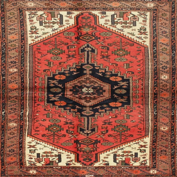 Ahgly Company Indoor Square Traditional Red Persian Area Rugs, 6' Square