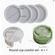 thumbnail image 1 of Juego de moldes de silicona for posavasos de yeso de resina con pegamento de cristal, 4 posavasos cuadrados + 1 base de almacenamiento, 1 of 4