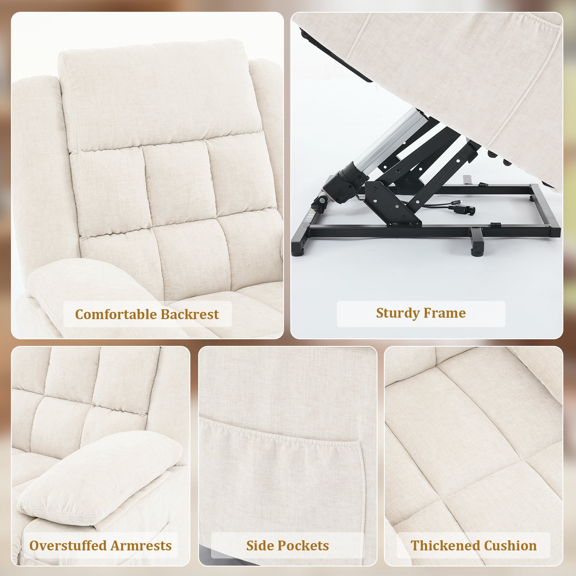Korser Power Lift Recliner for Elderly with Heat and Massage Recliner Chair with Infinite Position Electric Lift Chair for Living Room,Beige