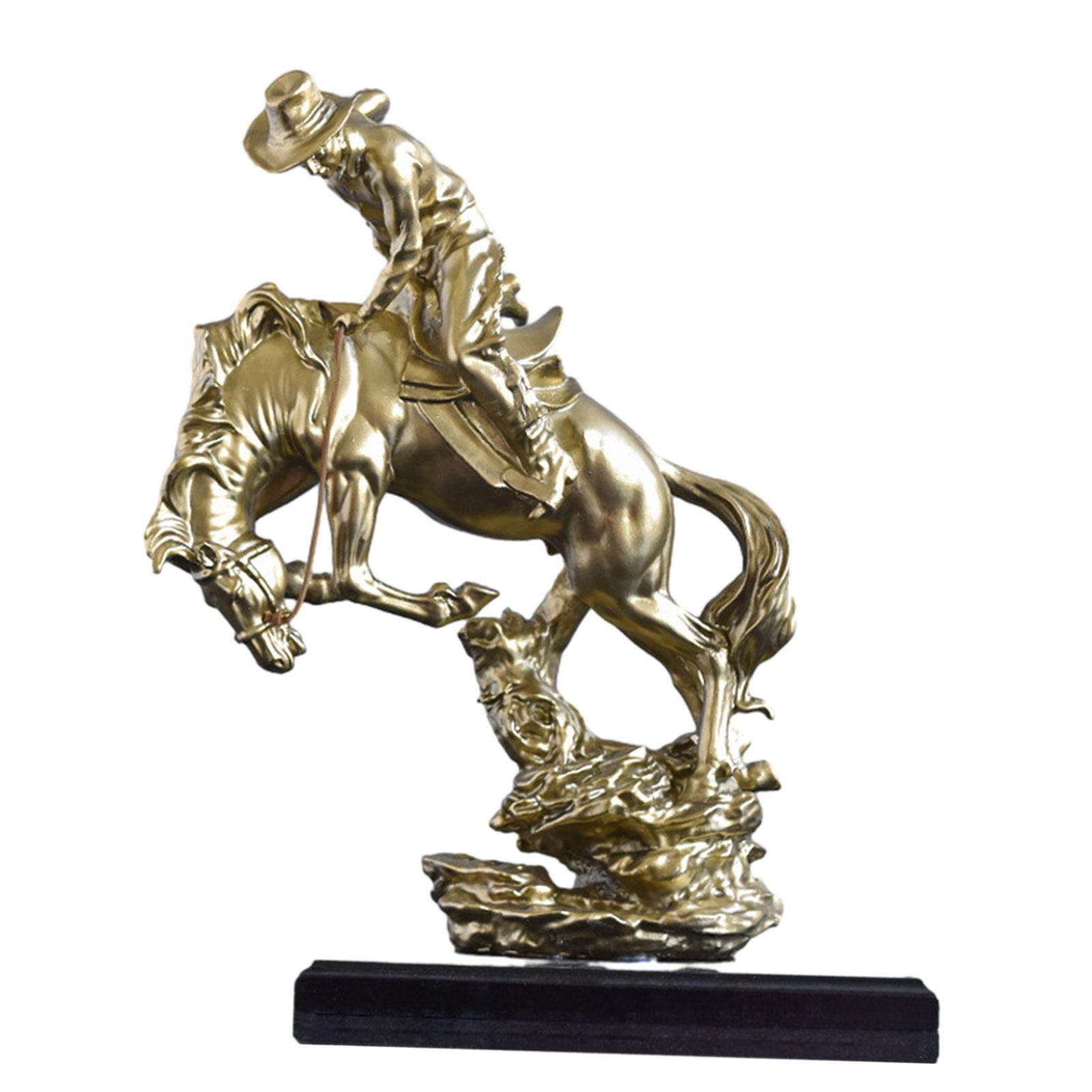 Tongina Cowboy Sculpture Decor Cowboy Equestrian Statue for Bedroom Landscape Garden