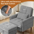 thumbnail image 4 of DREAMSIDEA High Back Arm Chair with Storage Ottoman, Adjustable Backrest Lounge Chair with Footrest, Corduroy Reading Chair with Pillow and Side Pockets for Living Room & Bedroom-Gray, 4 of 6