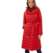 DASTI Down Hooded Coat For Women Long Maxi Womens Parka Packable Puffer Hood Red
